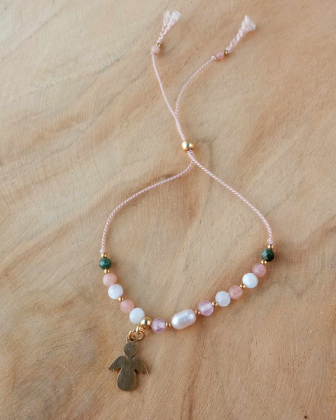 Bransoletka Magia kamieni z aniołkiem