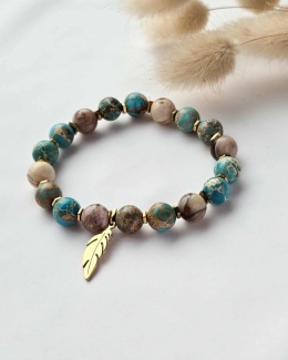 Bransoletka na gumce Jaspis Cesarski i Jaspis Cappuccino