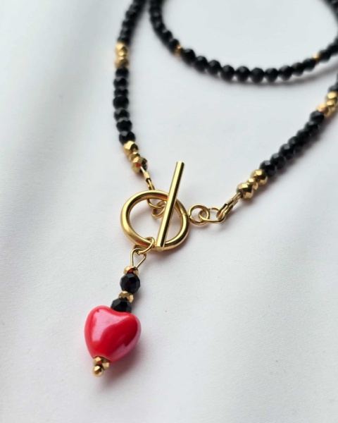 Naszyjnik Red Head- Czarny Turmalin