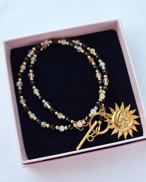 Naszyjnik Zaćmienie- czarny turmalin i cytryn