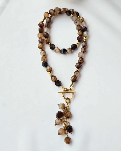 Naszyjnik z Agatów Caffe Latte