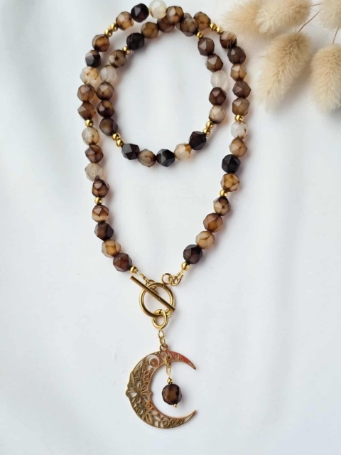 Naszyjnik z Agatów Caffe Latte